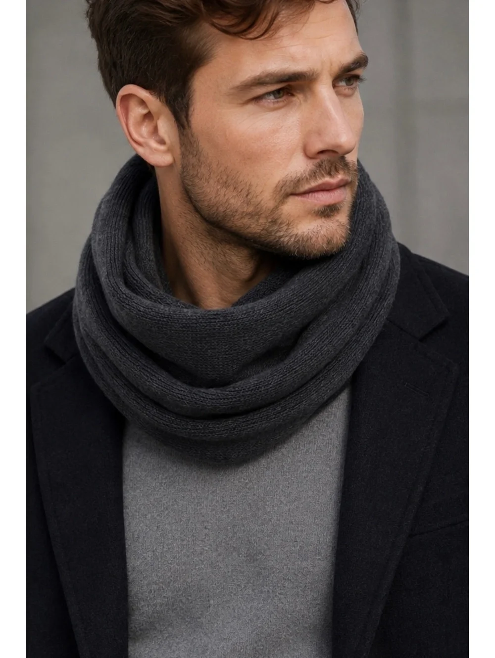 Polo Ralph Lauren 100% Cashmere Infinity Scarf Charcoal Gray Unisex